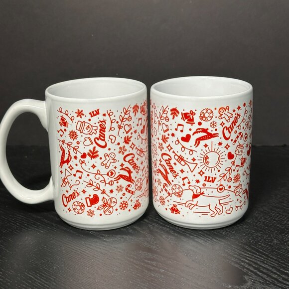Raising Cane's Christmas Mugs (2) - 1LV - Hard to Find Holiday Coffee/Tea Cups - Picture 1 of 6